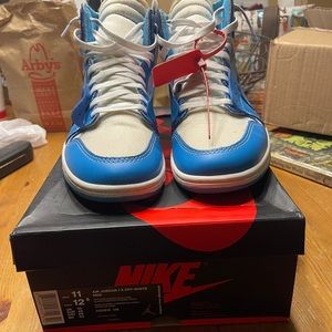 Nike air jordan 1 off white university blue/unc